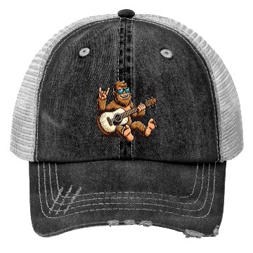 Discover Funny Bigfoot Sasquatch Singing Guitar Playing Trucker Hats