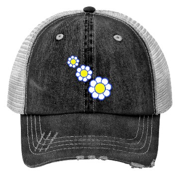 Discover 3 White Daisies Flowers Spring Summer Pretty Trucker Hats