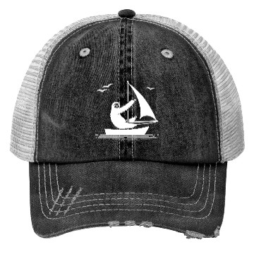 Discover Sloth Sailboat Sailing Minimalist Silhouette Trucker Hats