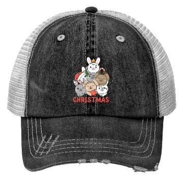 Discover Bunny Christmas Tree Merry Christmas Trucker Hats