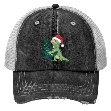 Discover Christmas Tree Santa Iguana Trucker Hats