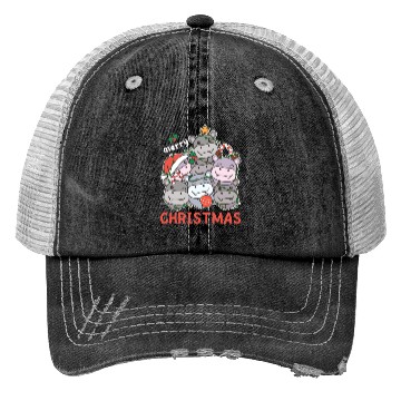 Discover Hippo Christmas Tree Merry Christmas Trucker Hats