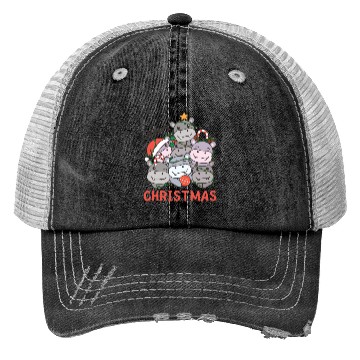 Discover Hippo Christmas Tree Merry Christmas Trucker Hats