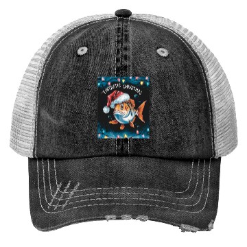 Discover Fintastic Christmas Fish xmas holiday christmass Trucker Hats
