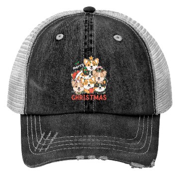 Discover Corgi Christmas Tree Merry Christmas Trucker Hats