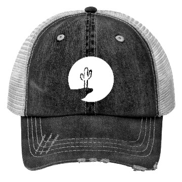 Discover Cactus Moon Evening Mountain Cliff Night Round Sun Trucker Hats