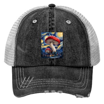 Discover Starry Night Mushroom Surreal Dreamscape nature Trucker Hats