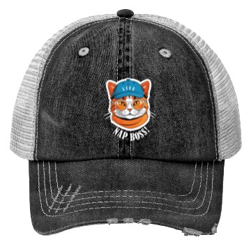 Discover Cat Nap Boss with Cap and Sunglasses Trucker Hats