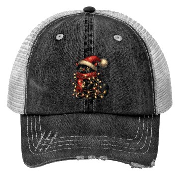 Discover Black Cat In Christmas Light, Cat Lights Trucker Hats