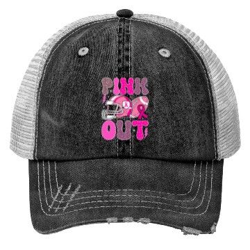 Discover Pink Out Breast Cancer Football Mom Girls Women Trucker Hats