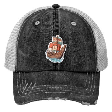Discover Viking Ship Adventure Art Trucker Hats