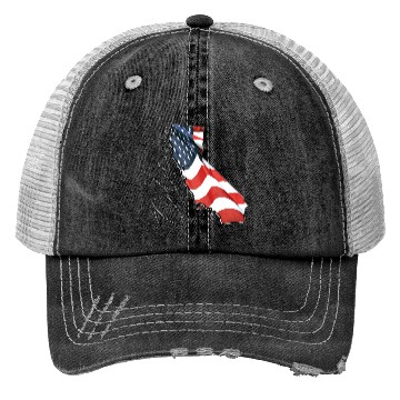 Discover USA Flag in California State Map CA Trucker Hats