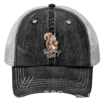 Discover Cute Squirrel Holding Acorn What Nut for Trucker Hats