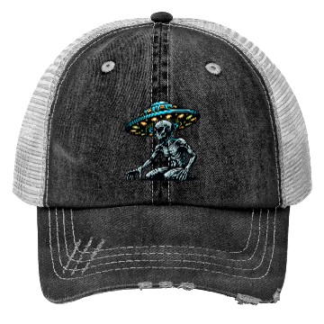 Discover Grey Alien UFO Trucker Hats