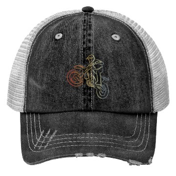 Discover Motocross One Line Drawing Trucker Hats