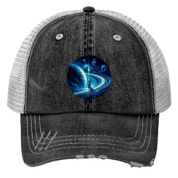 Discover Sailboat with Saturn Fantasy Universe Trucker Hats