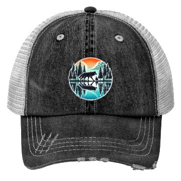Discover wolf forest Reflection Scenic Wilderness lovers Trucker Hats