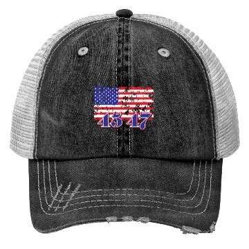 Discover Distressed American Flag with Numeric Overlay Trucker Hats