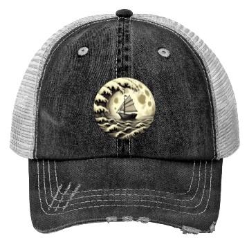 Discover Vintage Sailboat Monohull Tsunami Storm Trucker Hats