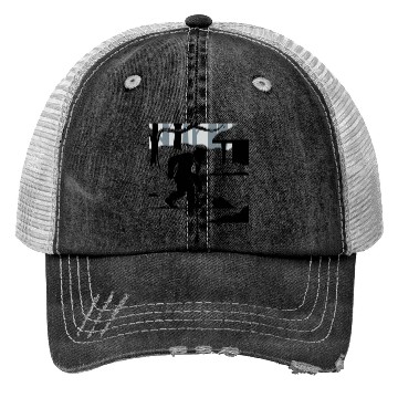 Discover Bigfoot Shoveling Snow Trucker Hats