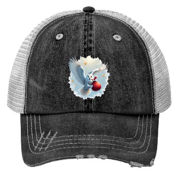 Discover Snowy Owl Carrying Christmas Gift Bag Trucker Hats