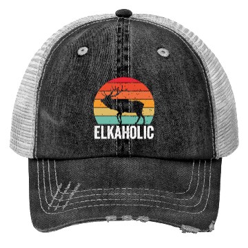 Discover Elk Hunting Elkaholic Hunters Trucker Hats