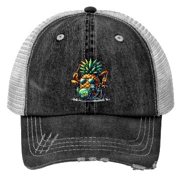 Discover Tropical Beats Pineapple Drummer Vibe Trucker Hats