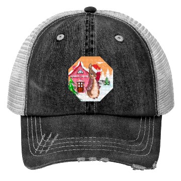 Discover A rabbit walking on Christmas Day Trucker Hats