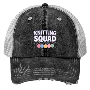 Discover Yarn and Needle Knitting Circle Creative Icon Trucker Hats