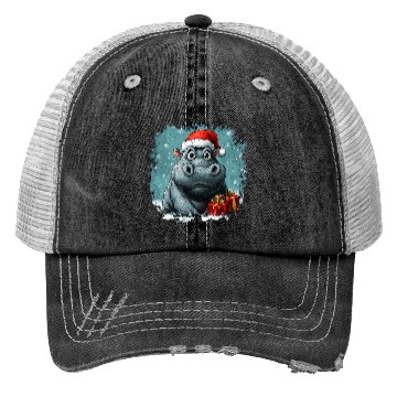 Discover Hippo Christmas Trucker Hats