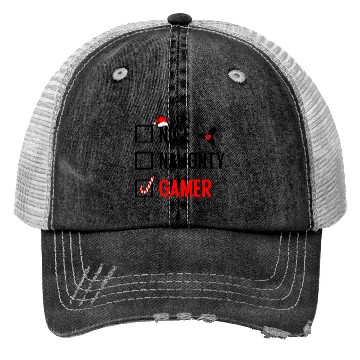 Discover Nice Naughty Gamer Christmas Trucker Hats
