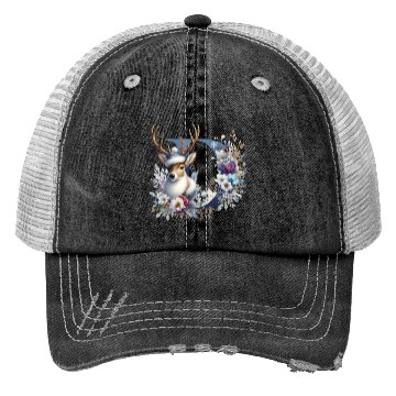 Discover funny christmas deer Trucker Hats