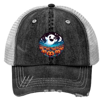 Discover Friendly Ghost in the Pumpkin Patch Trucker Hats