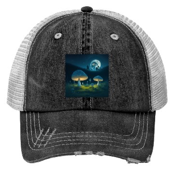 Discover mushrooms in grass Trucker Hats