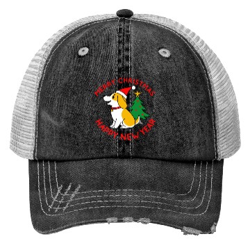 Discover dog11 merry christmas happy new year Trucker Hats