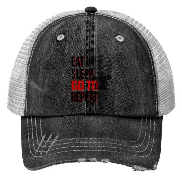 Discover eat sleep go to repeat Trucker Hats