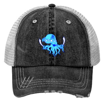 Discover Evil Octopus Pirate Cool Cephalopod Squid Cartoon Trucker Hats