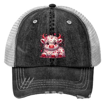 Discover Cute cartoon valentines highland cow Trucker Hats
