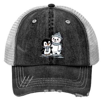 Discover Penguin and Polar Bear Friends Trucker Hats