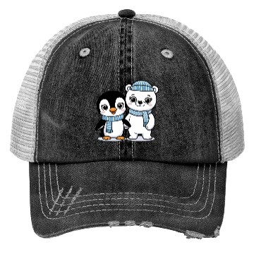 Discover Happy Penguin and Polar Bear Best Friends Trucker Hats
