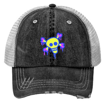 Discover Pirate Skull and Bones Skeleton Graffiti Drops Fun Trucker Hats