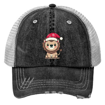 Discover lion cub with christmas hat Trucker Hats