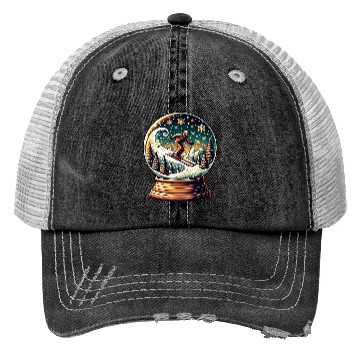 Discover Snow Globe Skiing Adventure Fantasy Trucker Hats