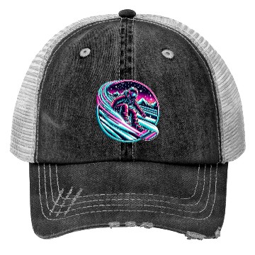 Discover Epic Neon Snowboarding Adventure Under Starry Sky Trucker Hats