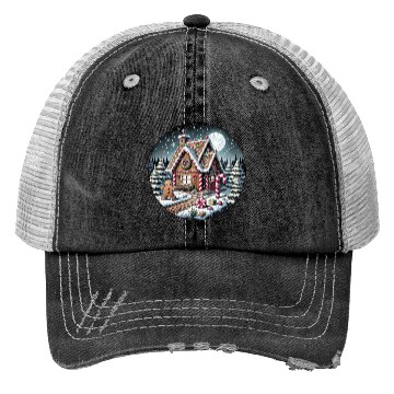 Discover Christmas Gingerbread House with Candy Canes Trucker Hats