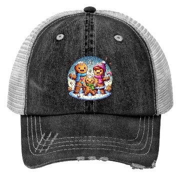 Discover Gingerbread Family Christmas Delight Trucker Hats