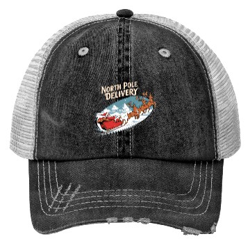 Discover North Pole Delivery with Santa and Reindeer Trucker Hats