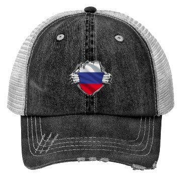 Discover Russian Flag Breaking Through Design Trucker Hats
