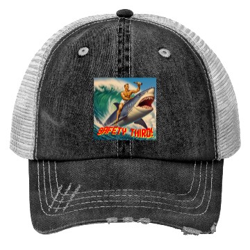 Discover Retro Safety Third Shark Rodeo Trucker Hats