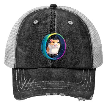 Discover Happy Hamster on Exercise Wheel Trucker Hats